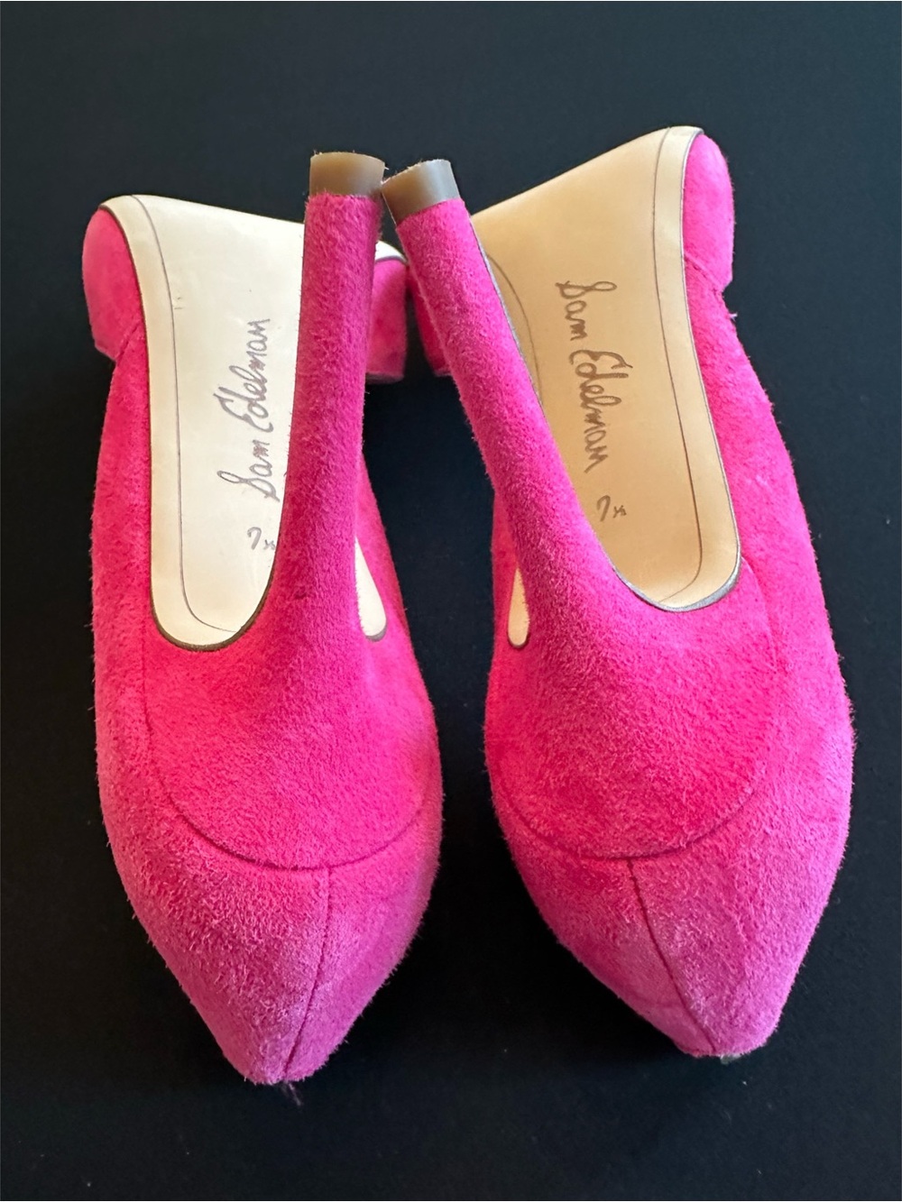 Sam Edelman Hot Pink Suede D'Orsay Pointed-Toe Pumps New, 7.5 - Picture 5 of 10